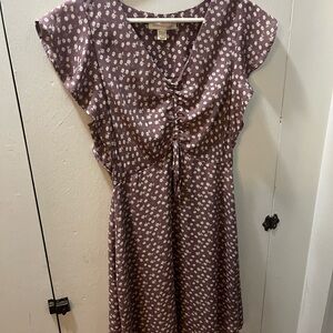 Monteau Purple and White Mini Sundress with Flutter Sleeves
